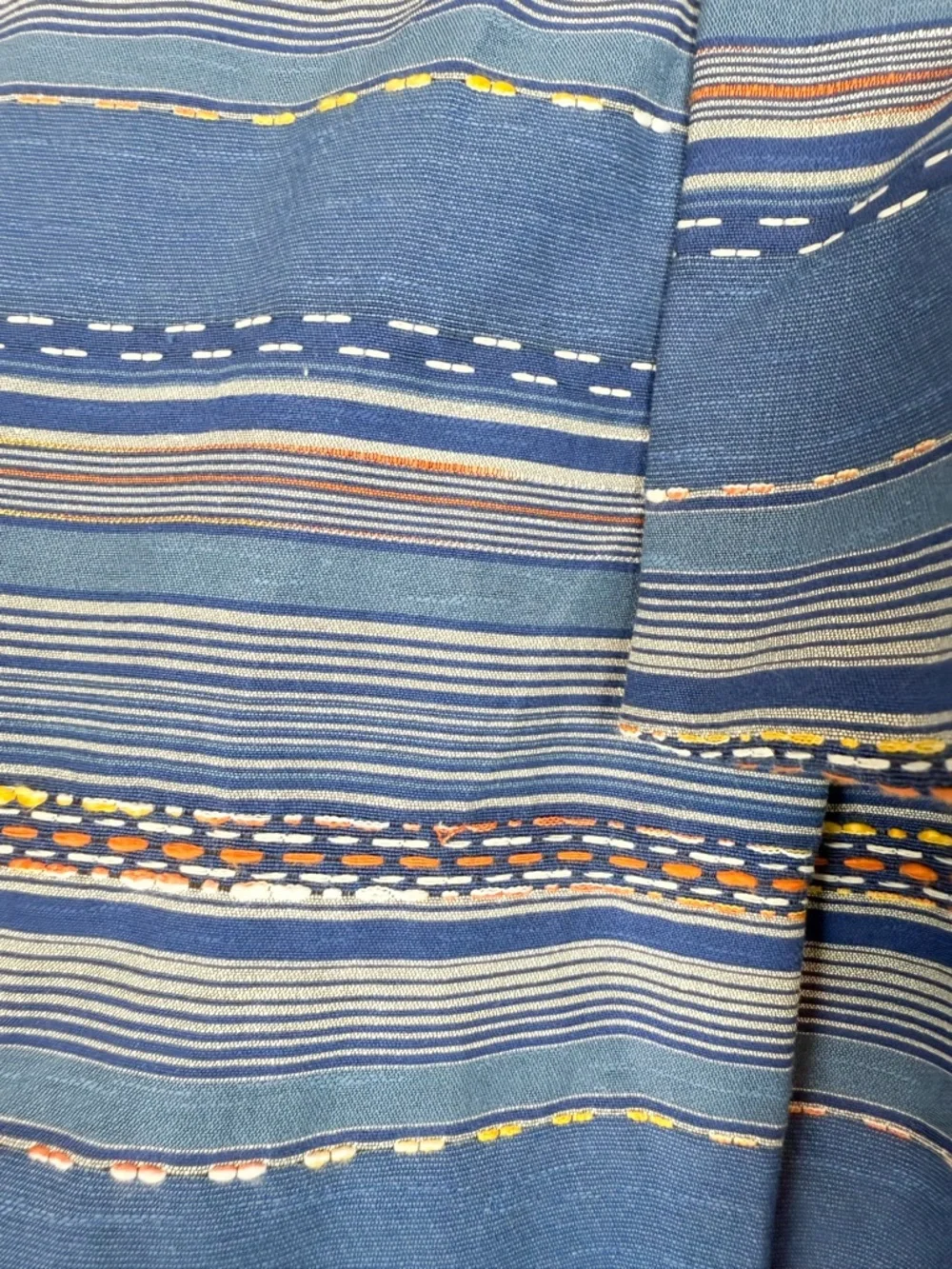Eva Franco Liv A-Line Blue Striped Embroidered Midi Skirt Southwestern Size 2